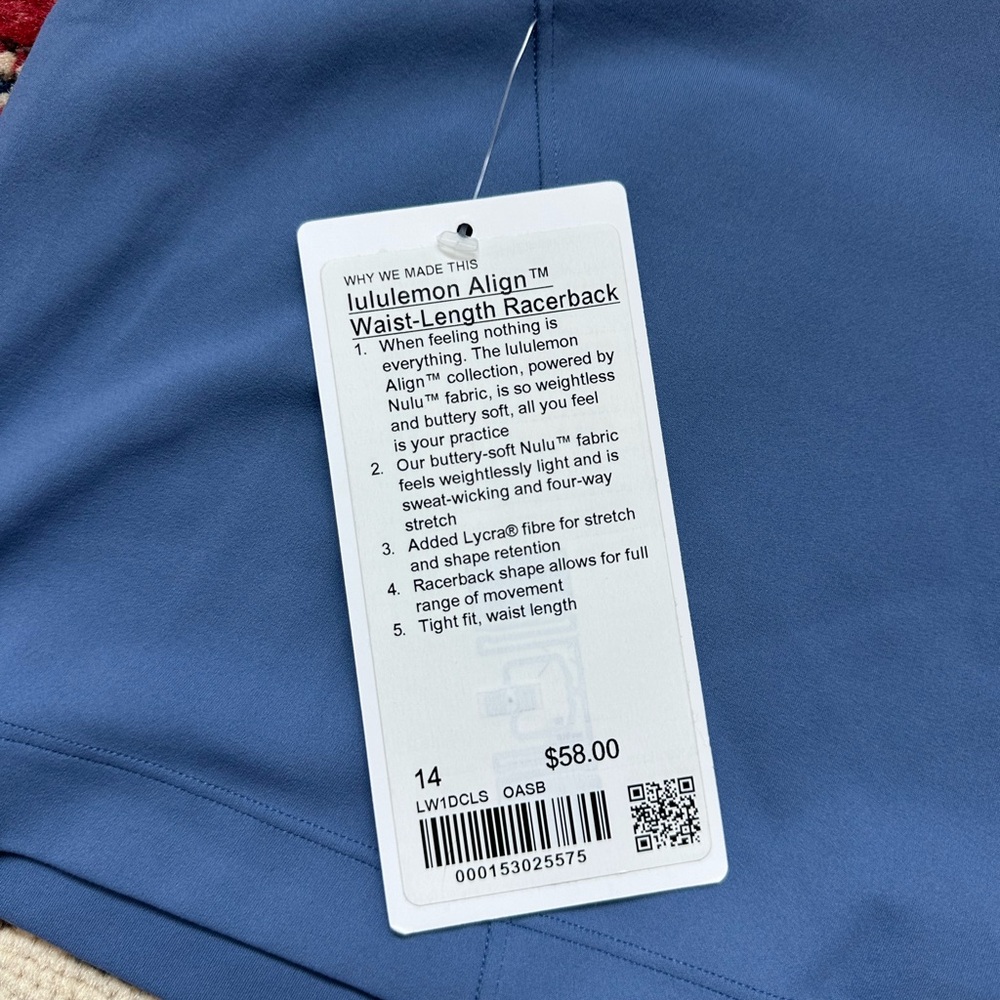 lululemon athletica Blue Waist-Length Racerback Tank Top